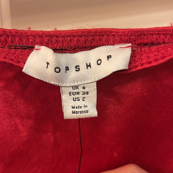 Topshop Red Bias Cut Long Satin Skirt Size 2 - Picture 6 of 8